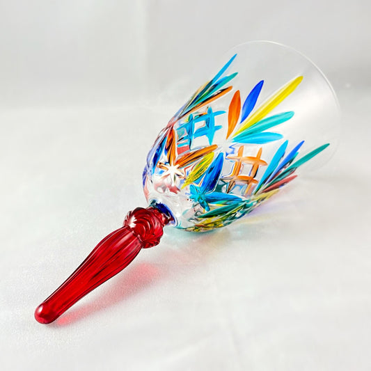 Venetian Glass Bell, Red Handle - Handmade in Italy, Colorful Murano Glass