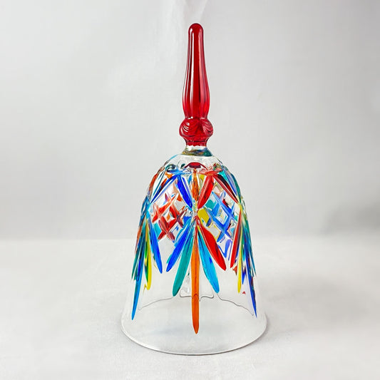 Venetian Glass Bell, Red Handle - Handmade in Italy, Colorful Murano Glass