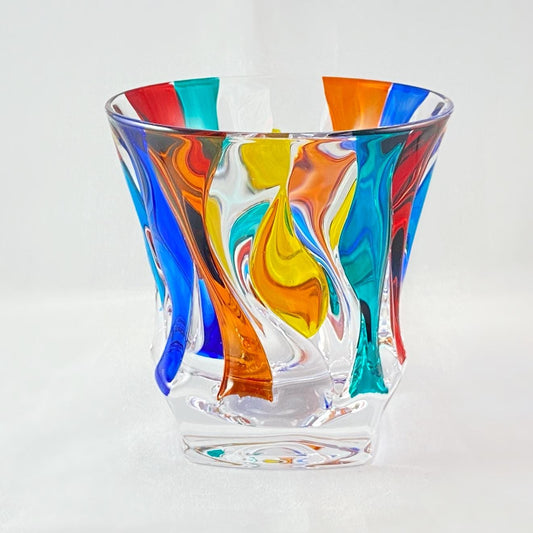 Venetian Glass Bombay Whiskey Glass - Handmade in Italy, Colorful Murano Glass