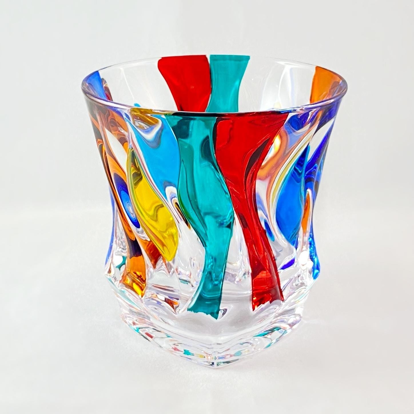 Venetian Glass Bombay Whiskey Glass - Handmade in Italy, Colorful Murano Glass