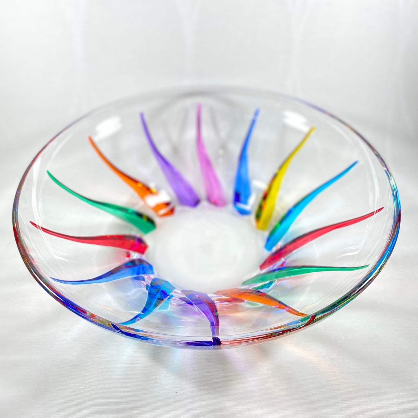 Venetian Glass Centerpiece Bowl - Handmade in Italy, Colorful Murano Glass Plate