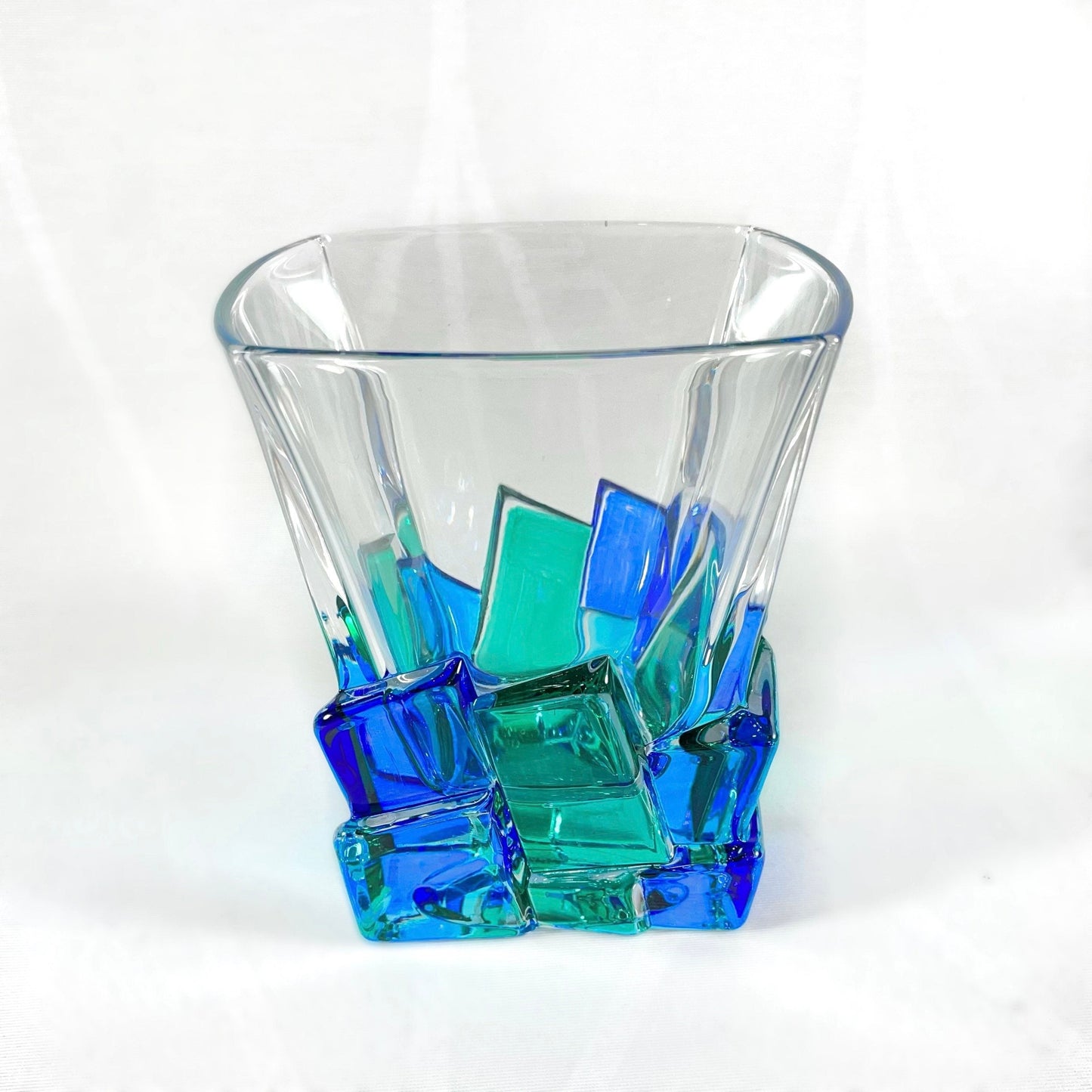 Venetian Glass Crack Whiskey Tumbler - Handmade in Italy, Colorful Murano Glass