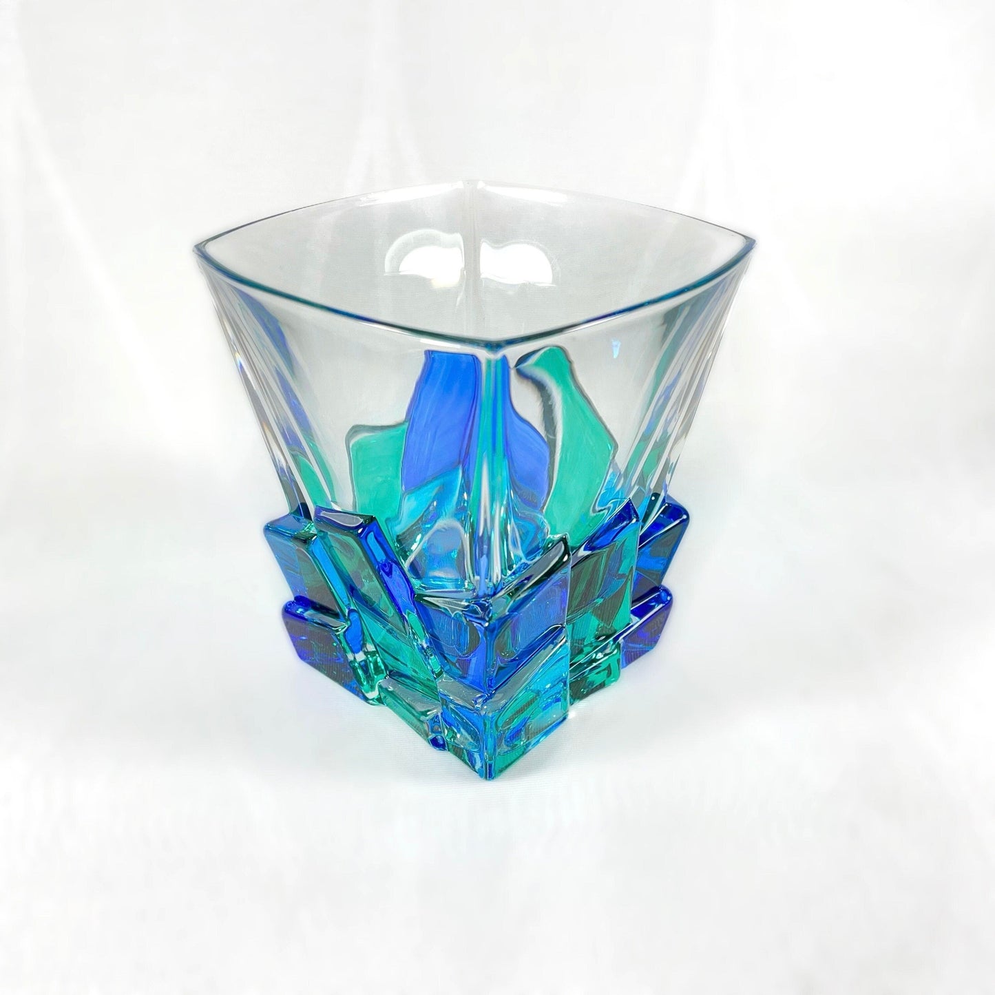Venetian Glass Crack Whiskey Tumbler - Handmade in Italy, Colorful Murano Glass