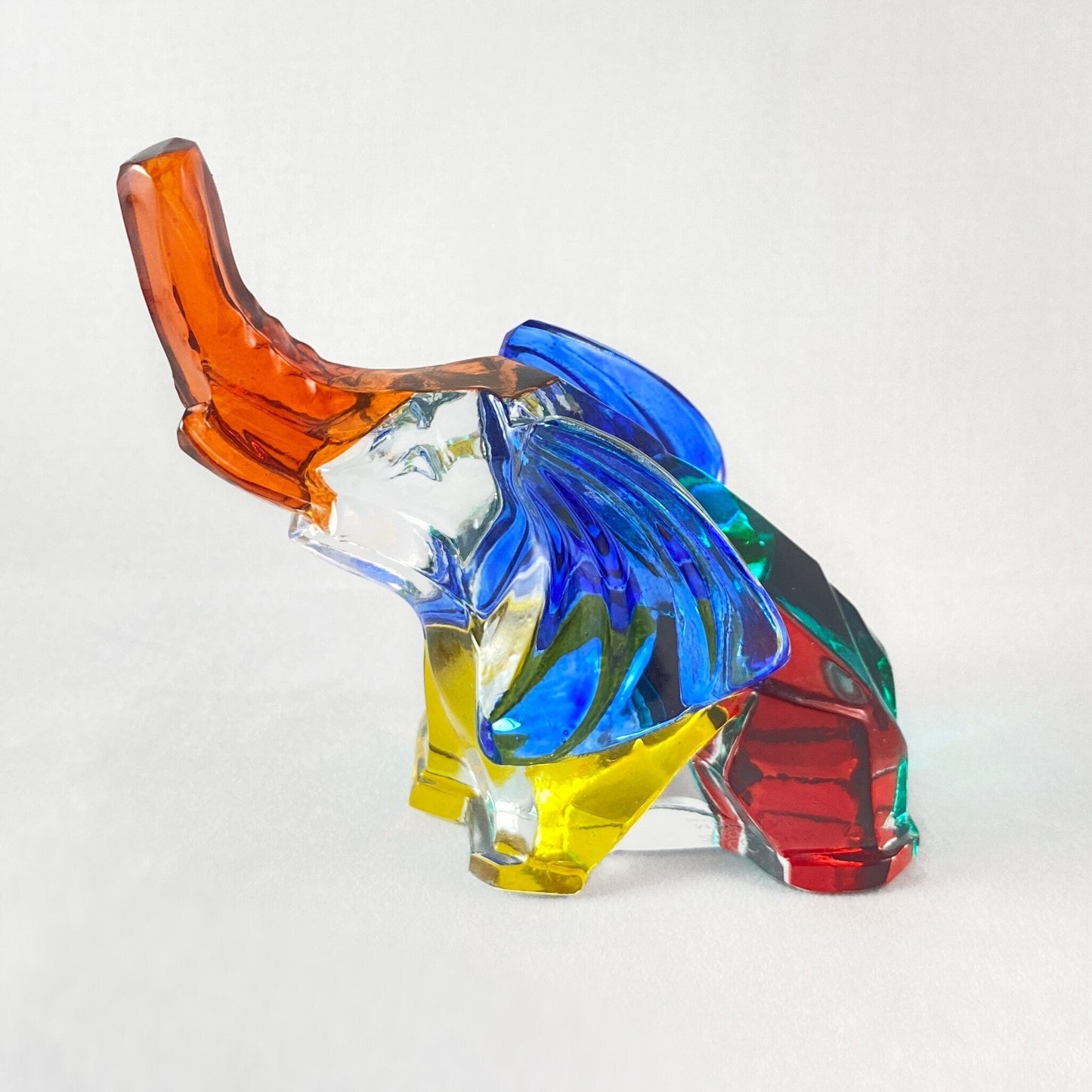Venetian Glass Elephant Figurine - Handmade in Italy, Colorful Murano Glass
