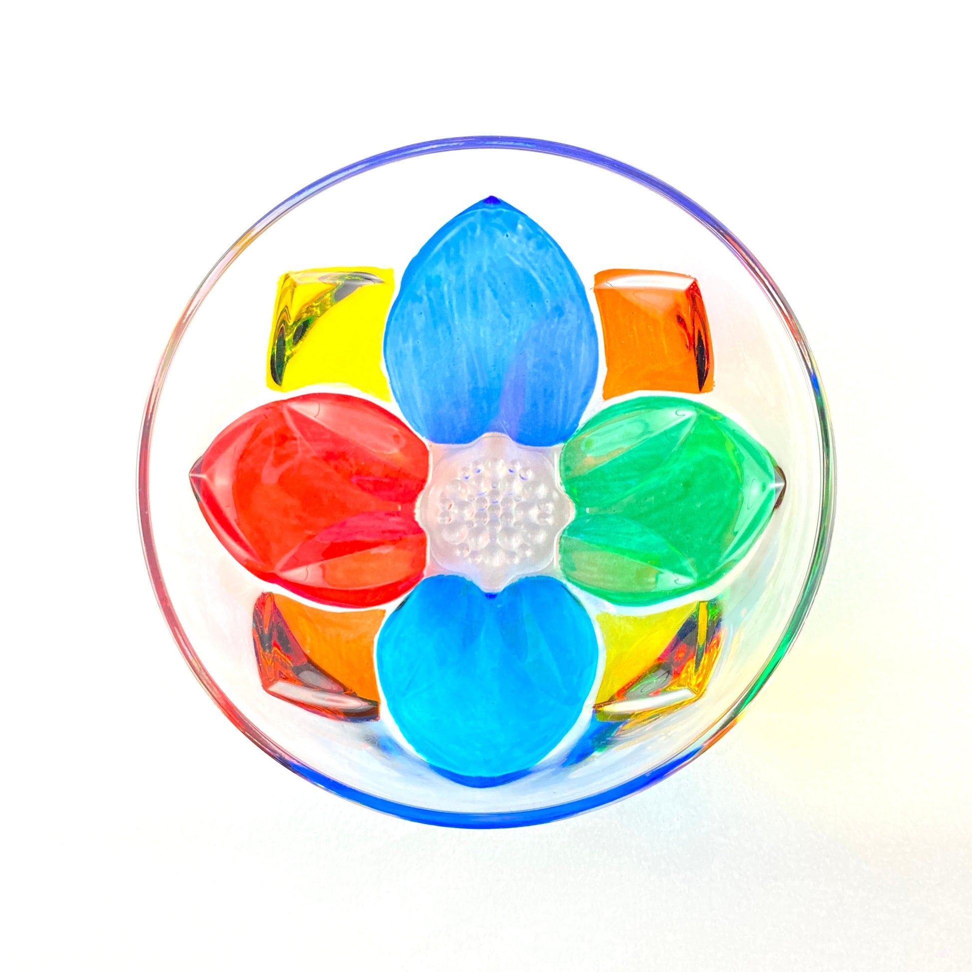 Venetian Glass Floral Bowl/Dish - Handmade in Italy, Colorful Murano Glass