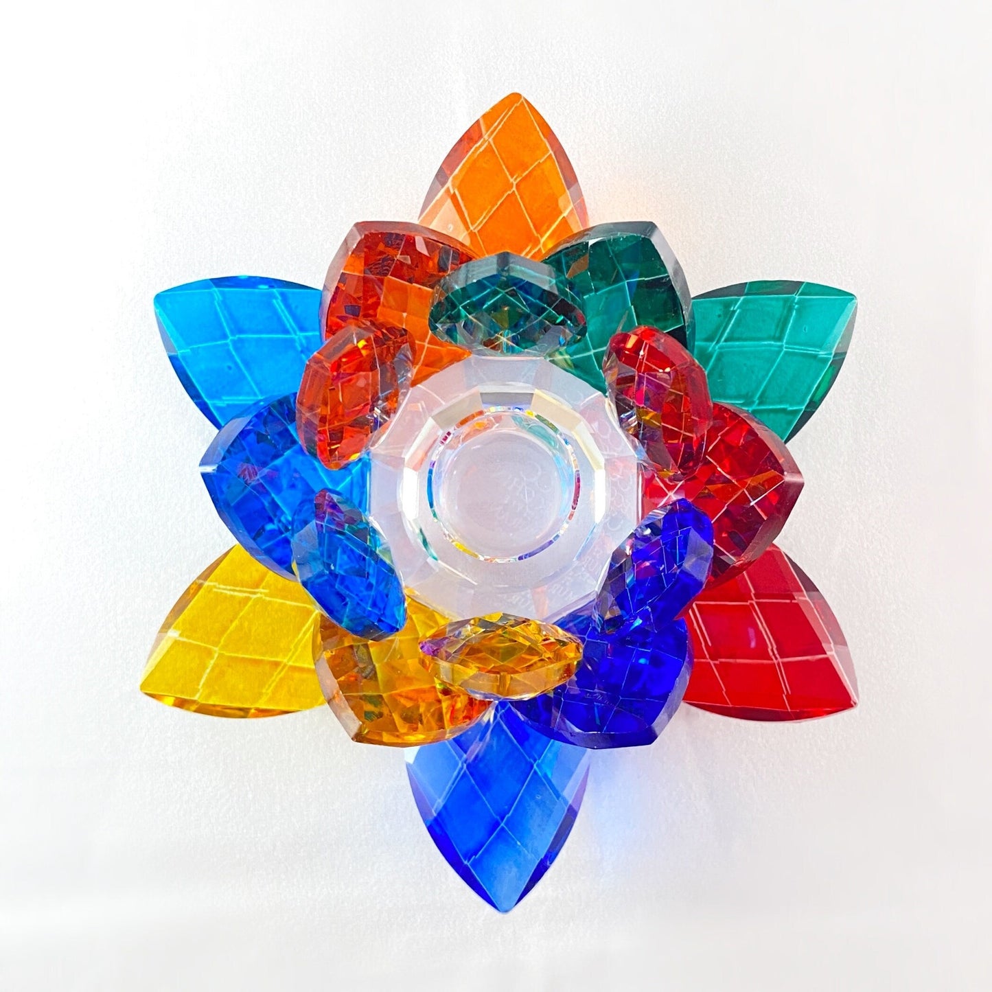 Venetian Glass Flower Candle Holder - Handmade in Italy, Colorful Murano Glass