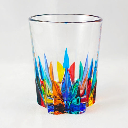 Venetian Glass Gala Shot Glass, Blue Bottom - Handmade in Italy, Colorful Murano Glass