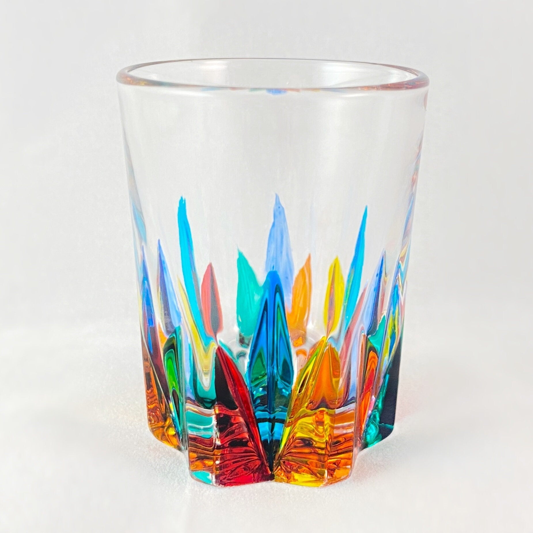 Venetian Glass Gala Shot Glass, Orange Bottom - Handmade in Italy, Colorful Murano Glass