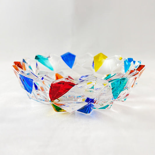 Venetian Glass Glacier Votive Holder/Dish - Handmade in Italy, Colorful Murano Glass