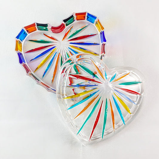 Venetian Glass Heart Box - Handmade in Italy, Colorful Murano Glass