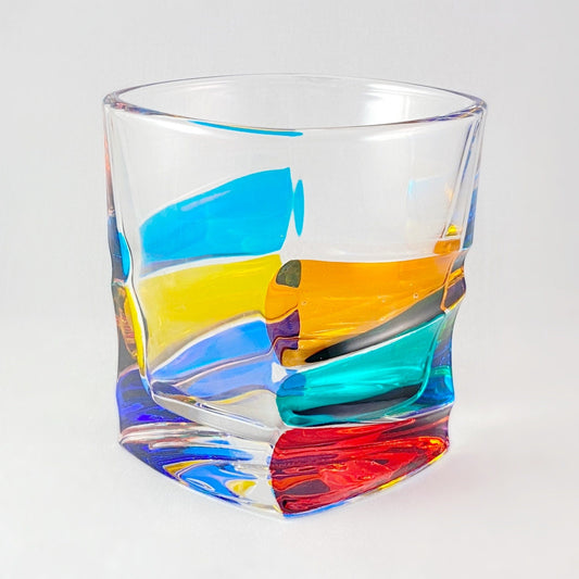 Venetian Glass Ibiza Whiskey Glass - Handmade in Italy, Colorful Murano Glass
