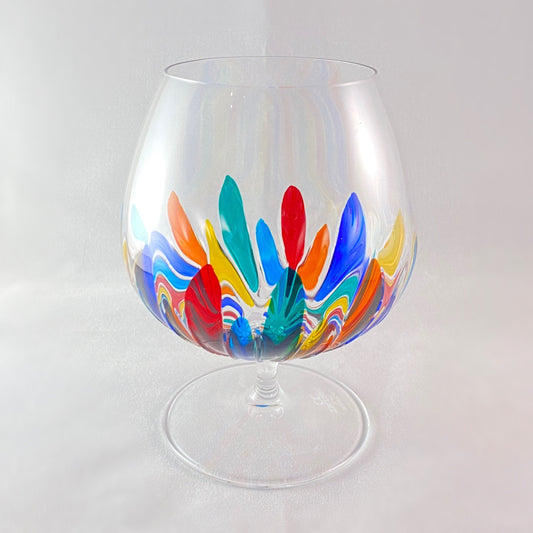 Venetian Glass Incanto Cognac/Wine Glass - Handmade in Italy, Colorful Murano Glass