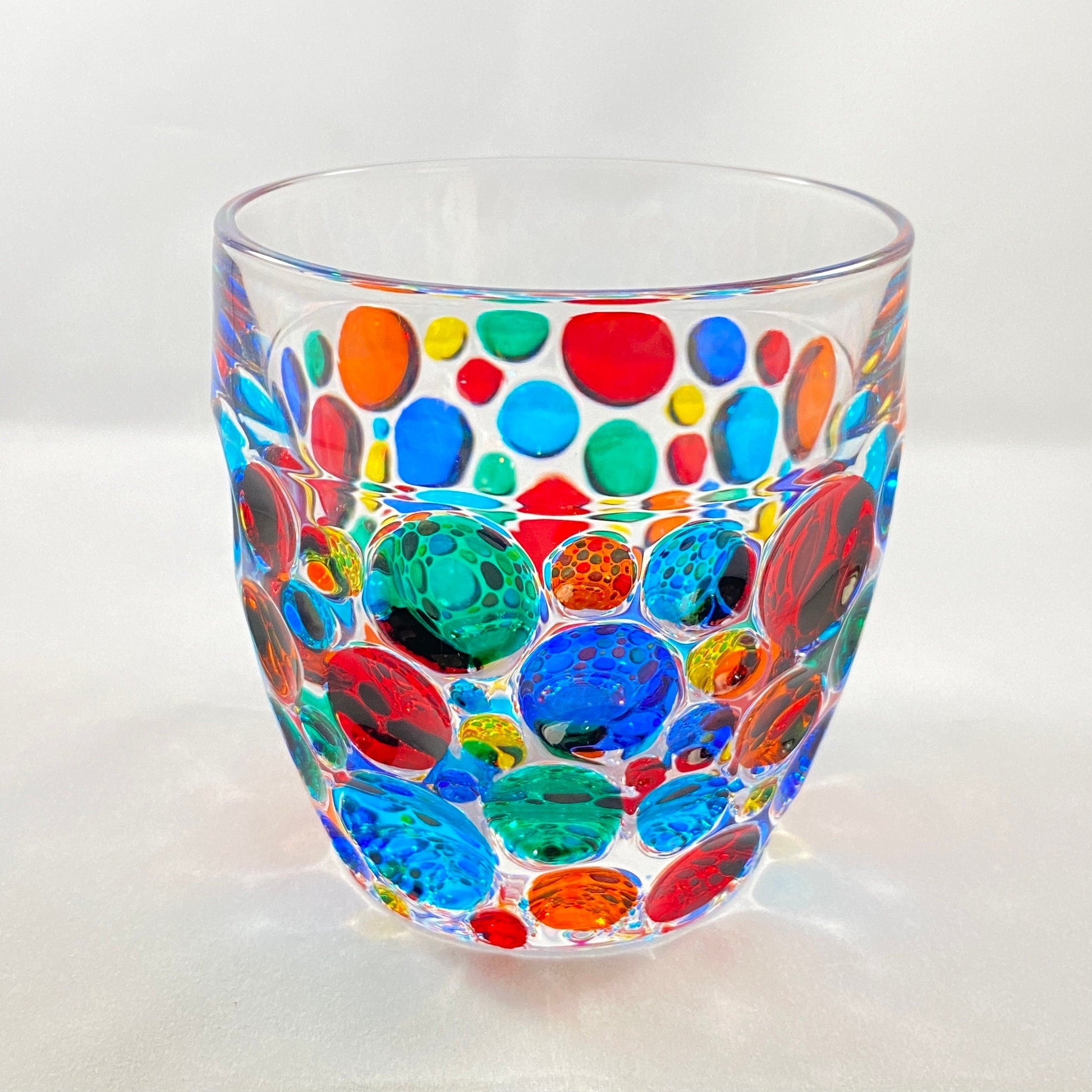 Venetian Glass Kaleidoscope Whiskey Glass - Handmade in Italy, Colorful Murano Glass