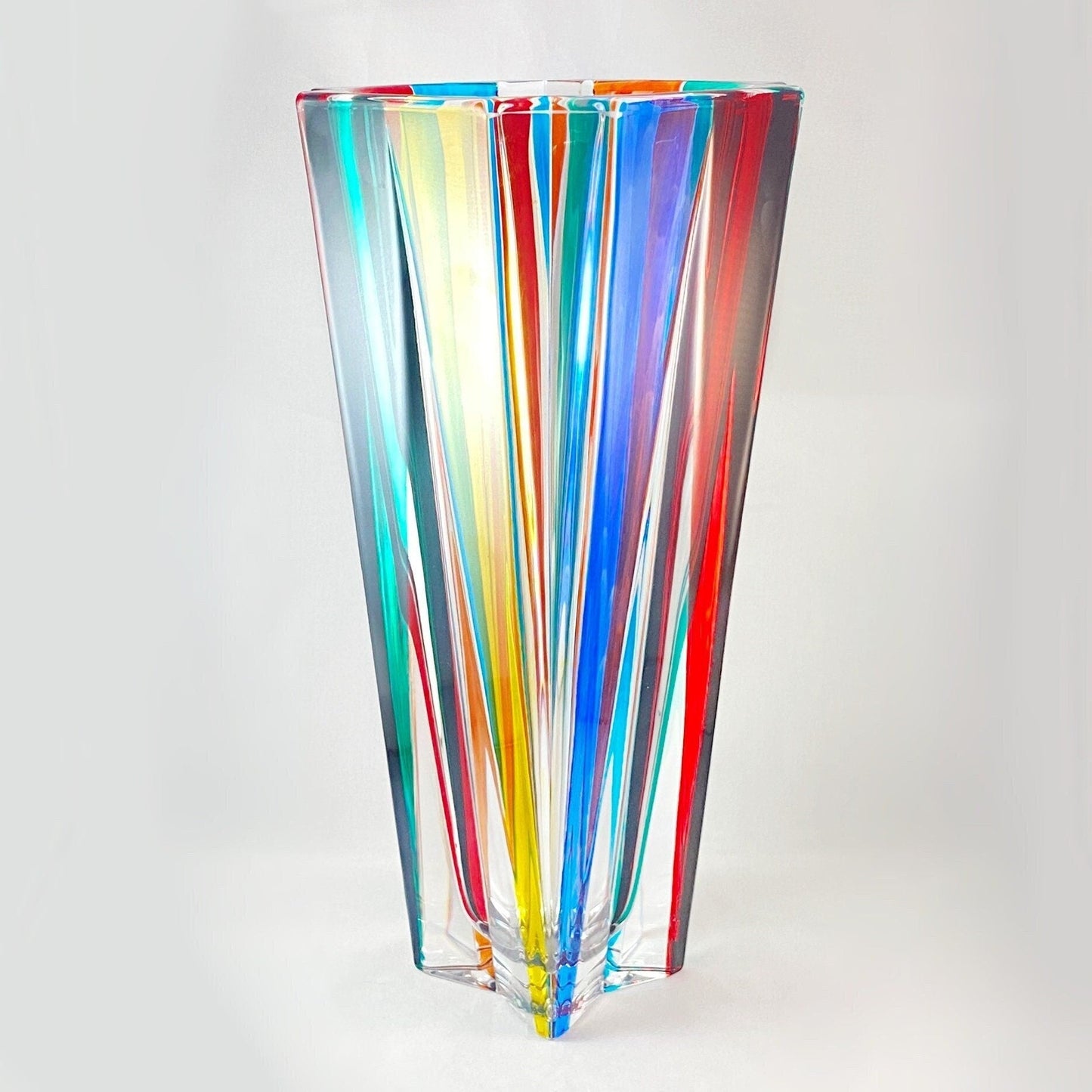 Venetian Glass Mod Vase - Handmade in Italy, Colorful Murano Glass