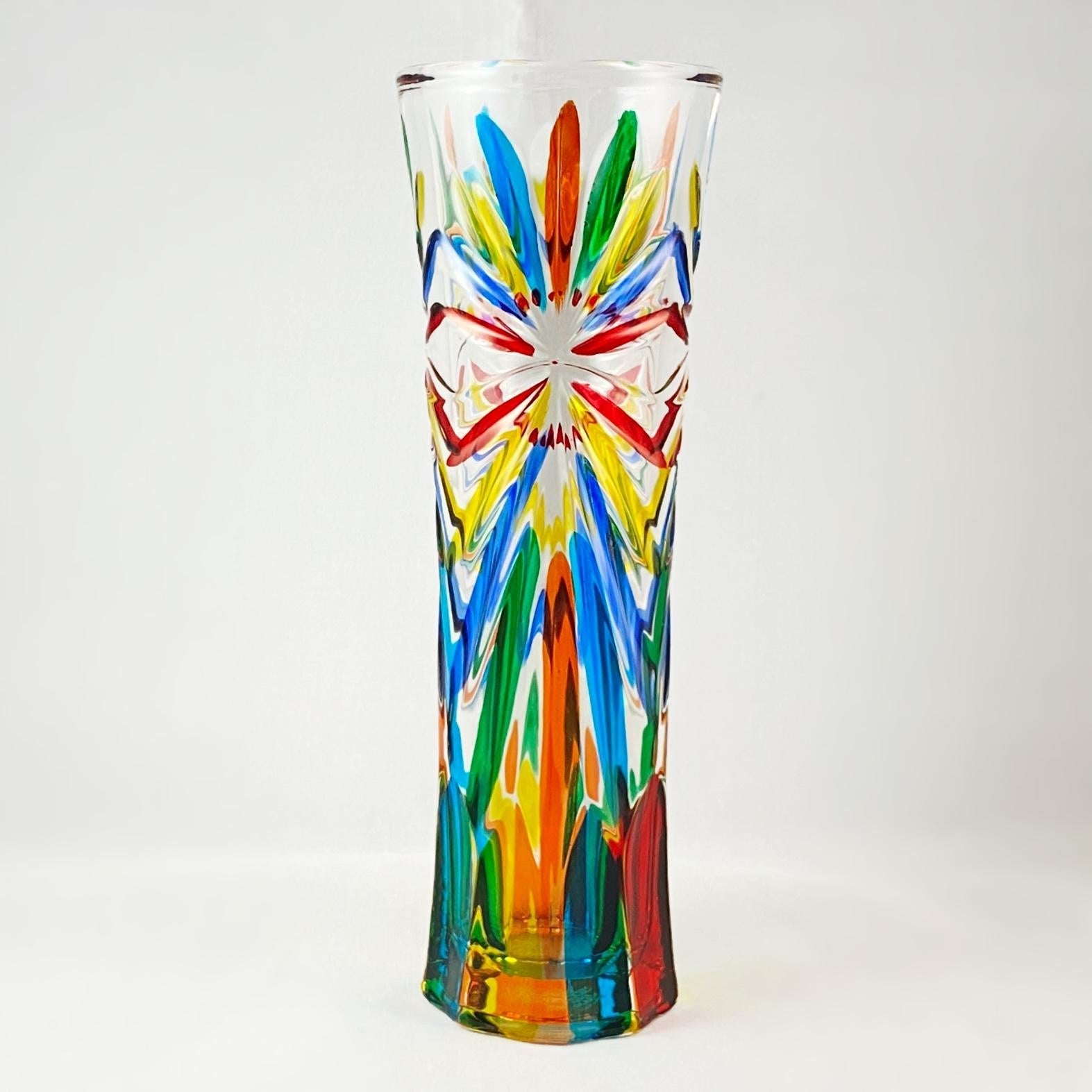 Venetian Glass Oasis Bud Vase - Handmade in Italy, Colorful Murano Glass Vase