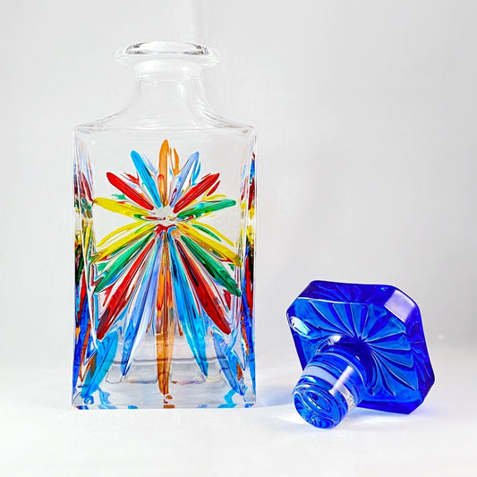 Venetian Glass Oasis Whiskey Decanter - Handmade in Italy, Colorful Murano Glass