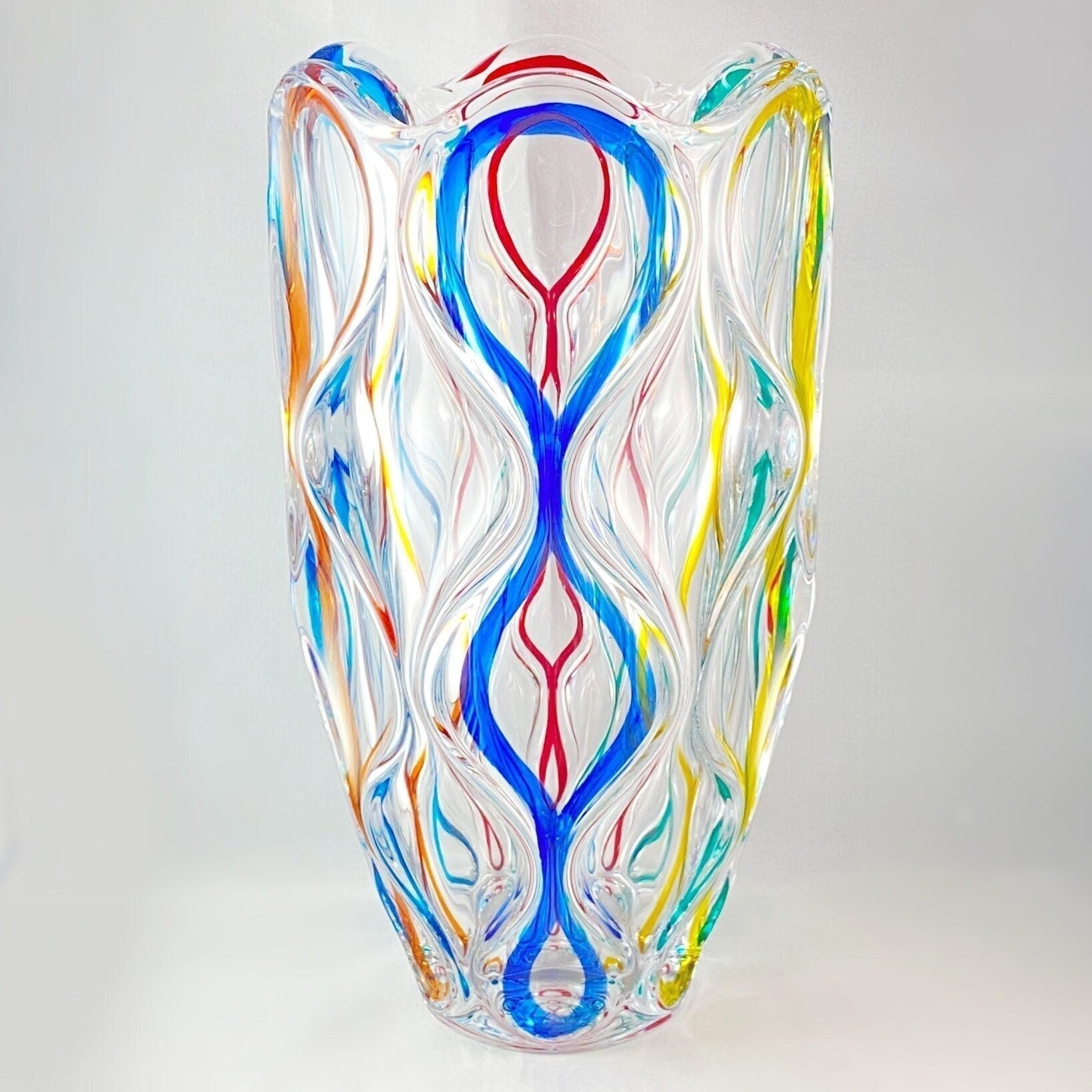 Venetian Glass Ocean Vase - Handmade in Italy, Colorful Murano Glass