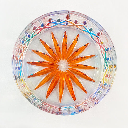 Venetian Glass Opera Dish, Wine Coaster, Orange - Handmade in Italy, Colorful Murano Glass Bowl