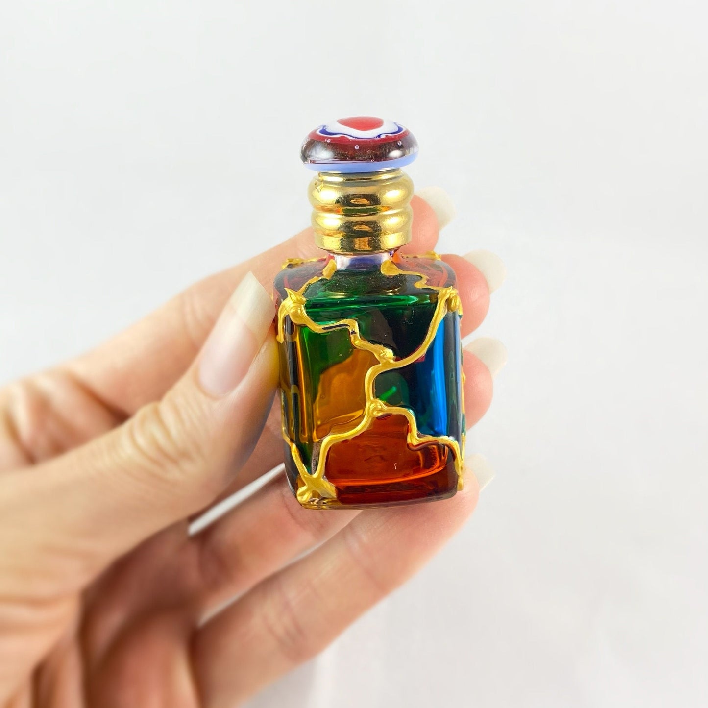 Venetian Glass Perfume Bottle - Handmade in Italy, Colorful Murano Glass