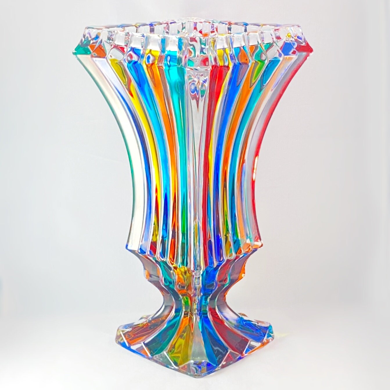 Venetian Glass Prague Vase - Handmade in Italy, Colorful Murano Glass Statement Vase