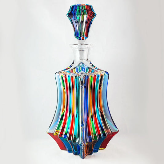 Venetian Glass Prague Whiskey Decanter - Handmade in Italy, Colorful Murano Glass