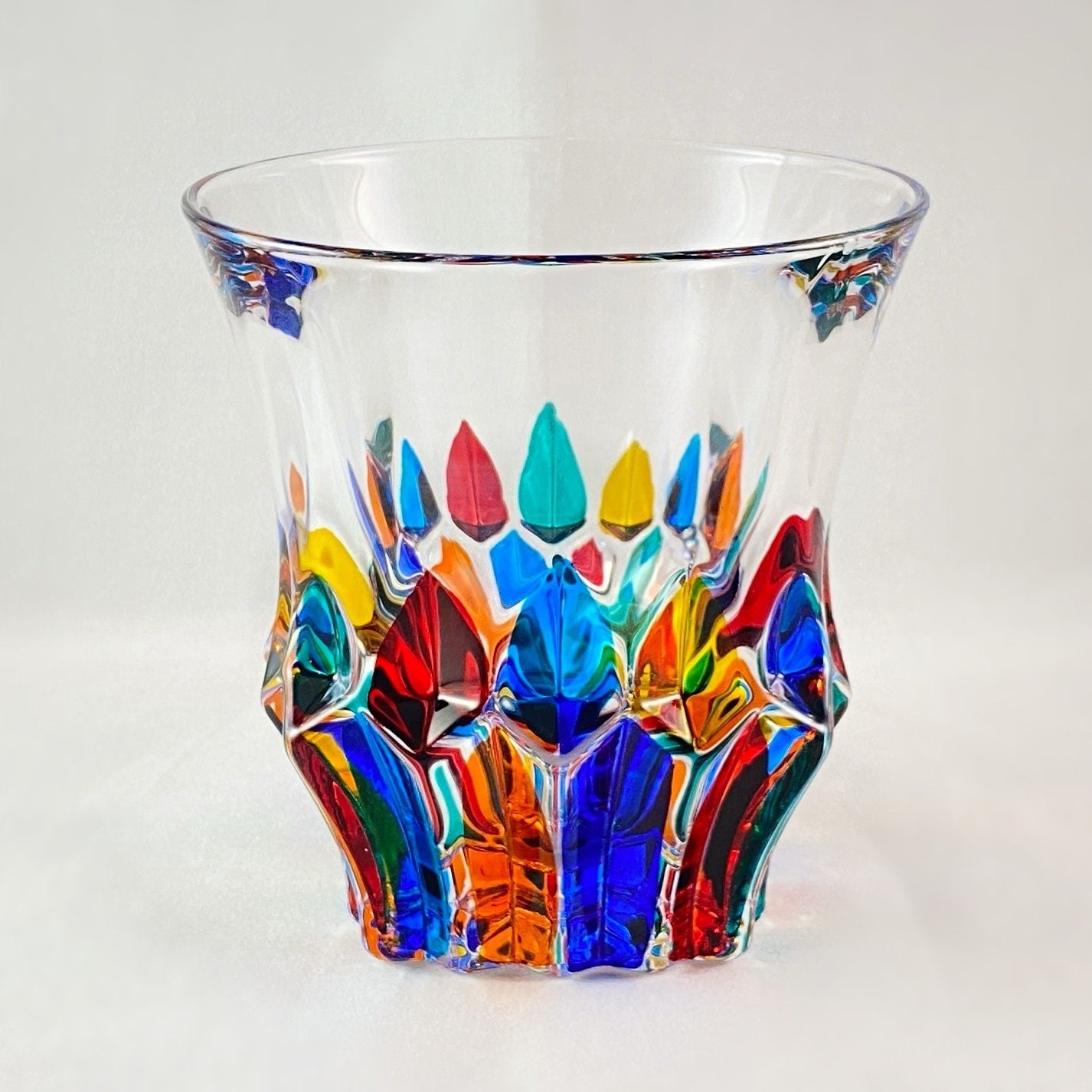 Venetian Glass Prague Whiskey Glass - Handmade in Italy, Colorful Murano Glass