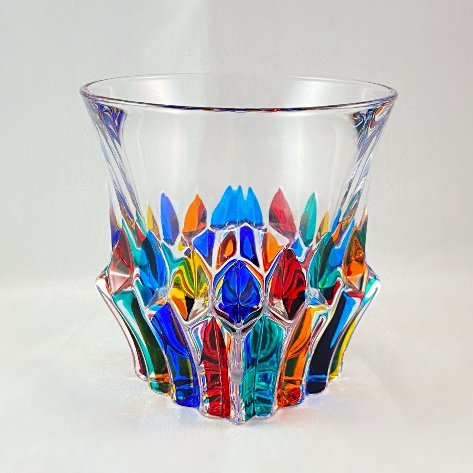 Venetian Glass Prague Whiskey Glass - Handmade in Italy, Colorful Murano Glass