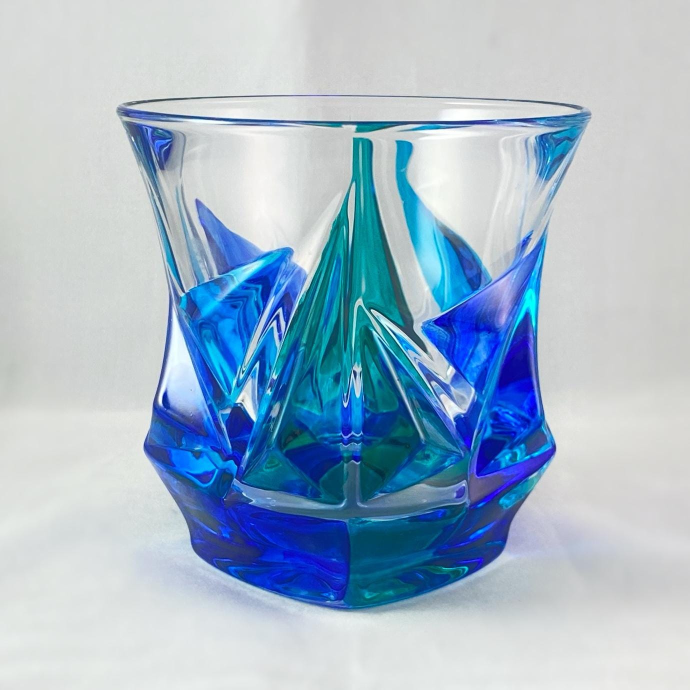 Venetian Glass Pyramid SD Whiskey Glass - Handmade in Italy, Colorful Murano Glass