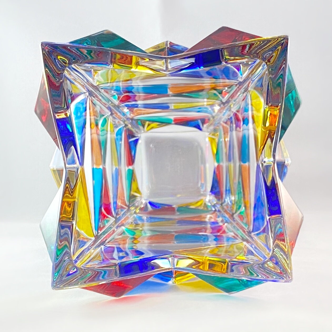 Venetian Glass Pyramid Vase - Handmade in Italy, Colorful Murano Glass