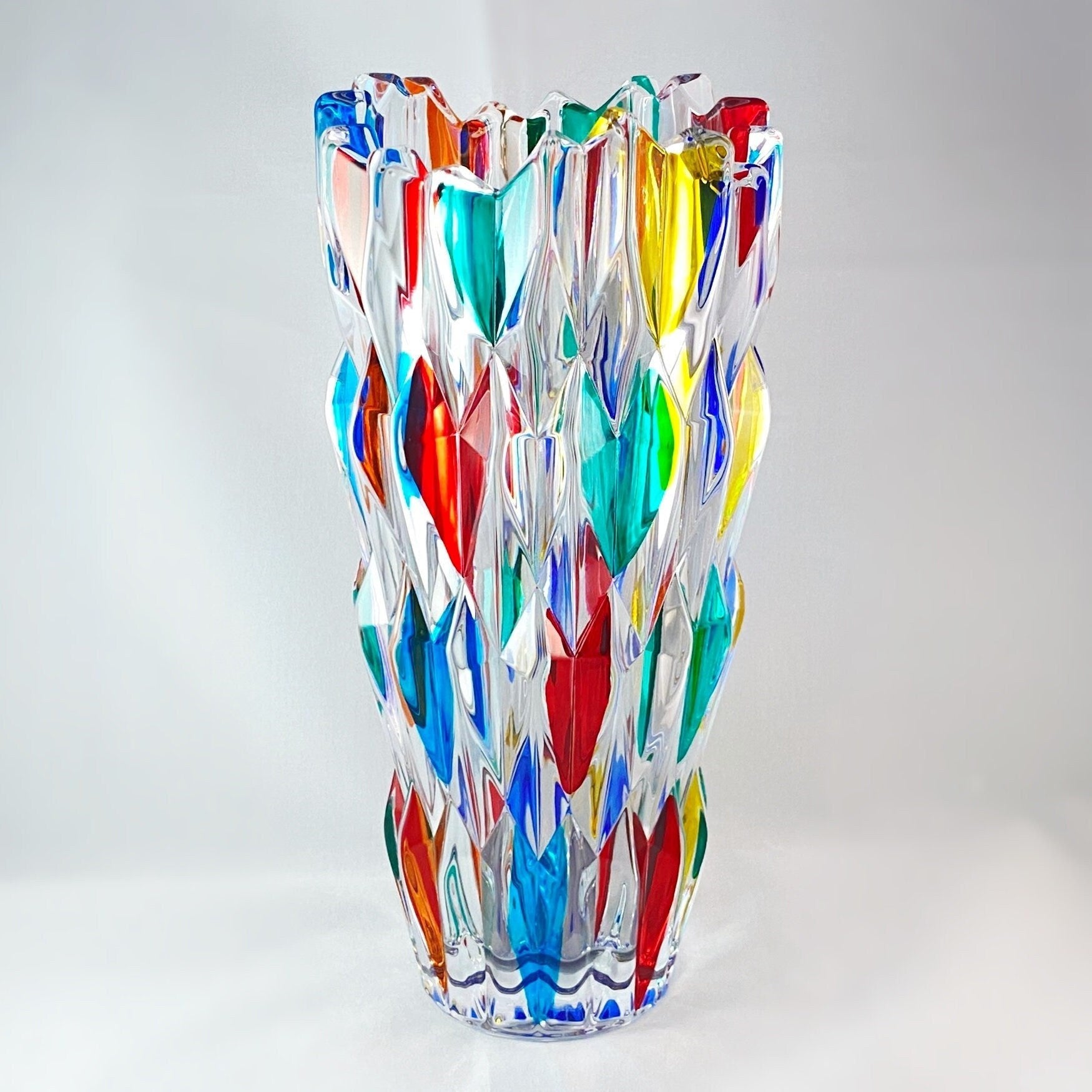 Venetian Glass Quartz Vase - Handmade in Italy, Colorful Murano Glass