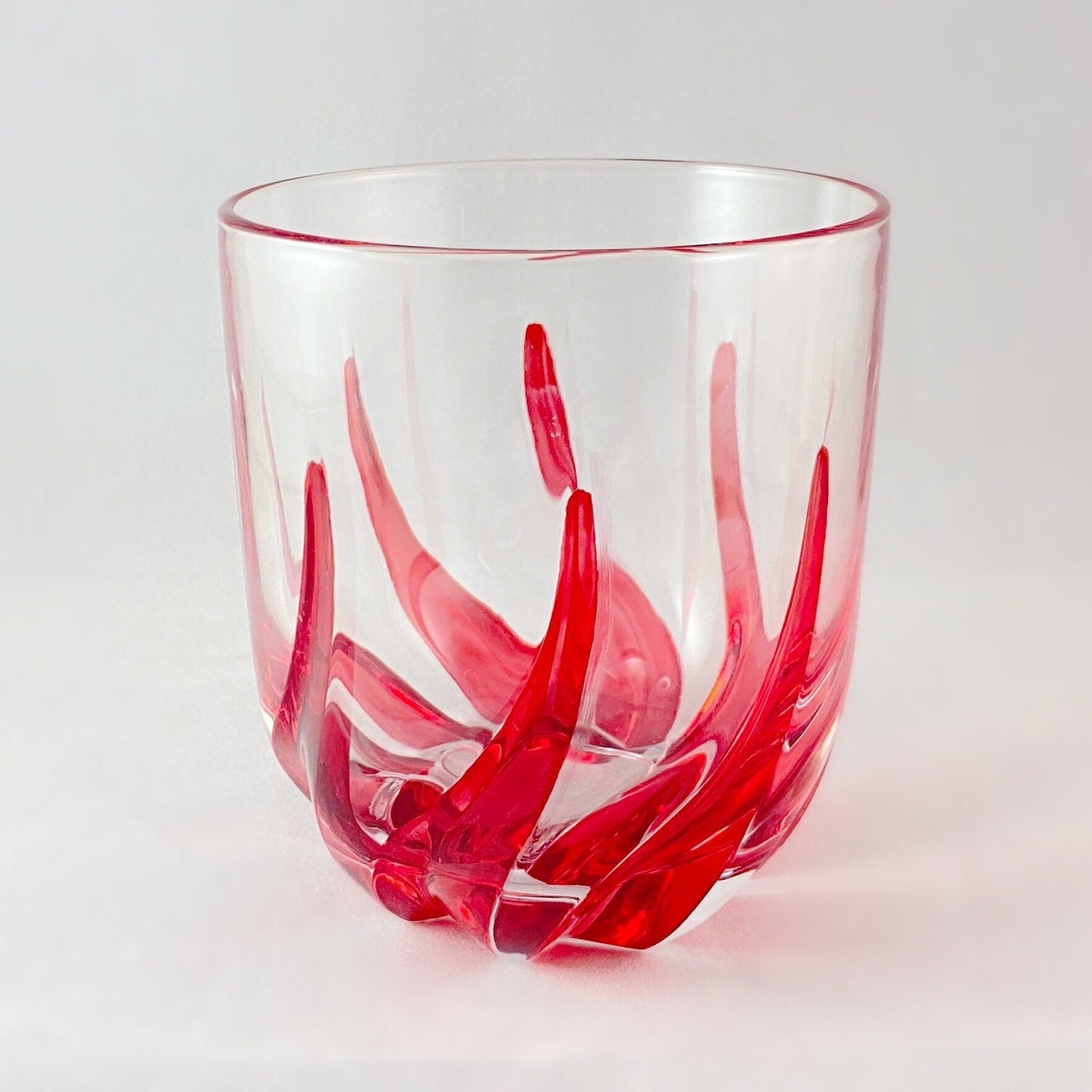 Venetian Glass Red Trix Stemless Holiday Wine Glass - Handmade in Italy, Colorful Murano Glass