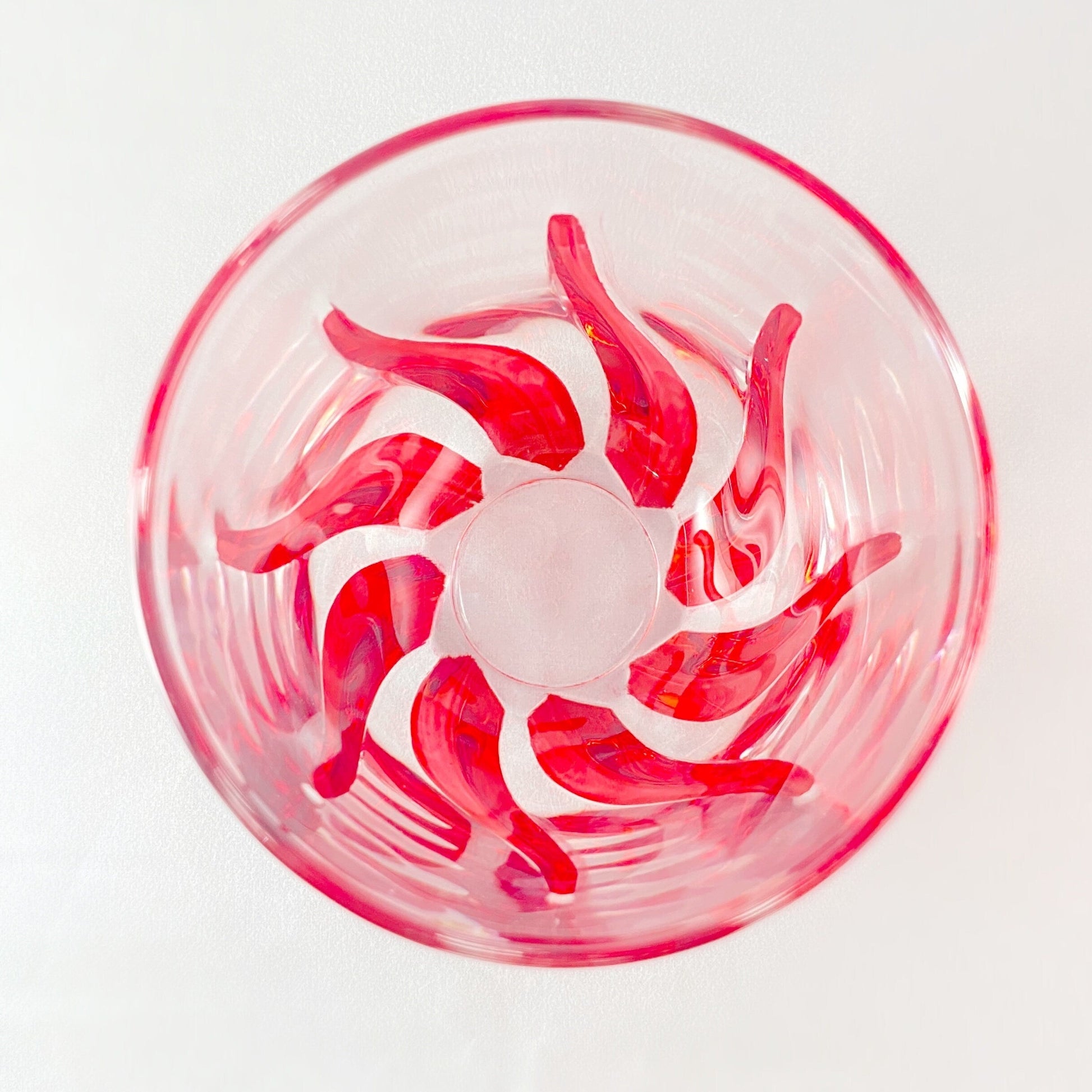 Venetian Glass Red Trix Stemless Holiday Wine Glass - Handmade in Italy, Colorful Murano Glass