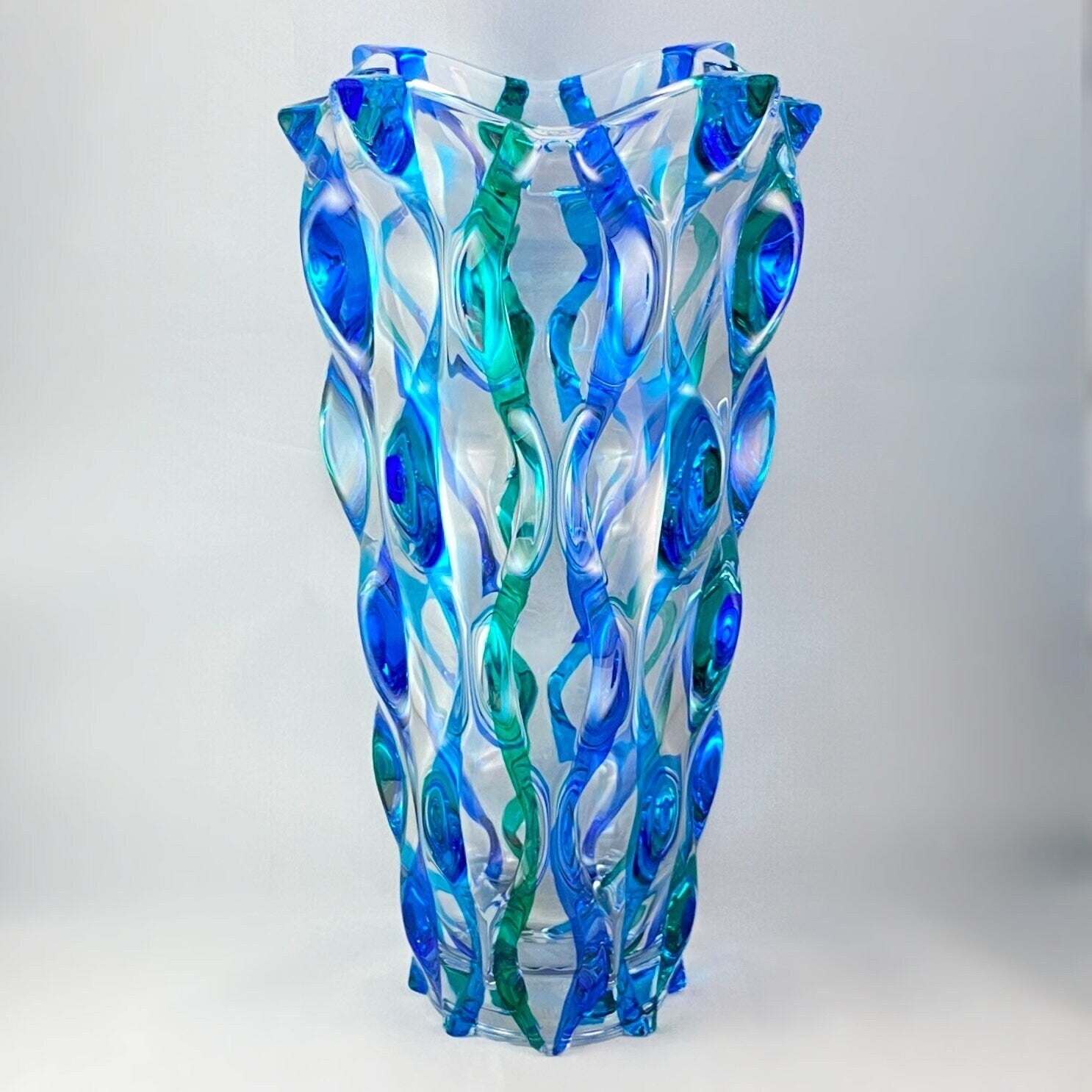 Venetian Glass Ribbon Samba Vase - Handmade in Italy, Colorful Murano Glass