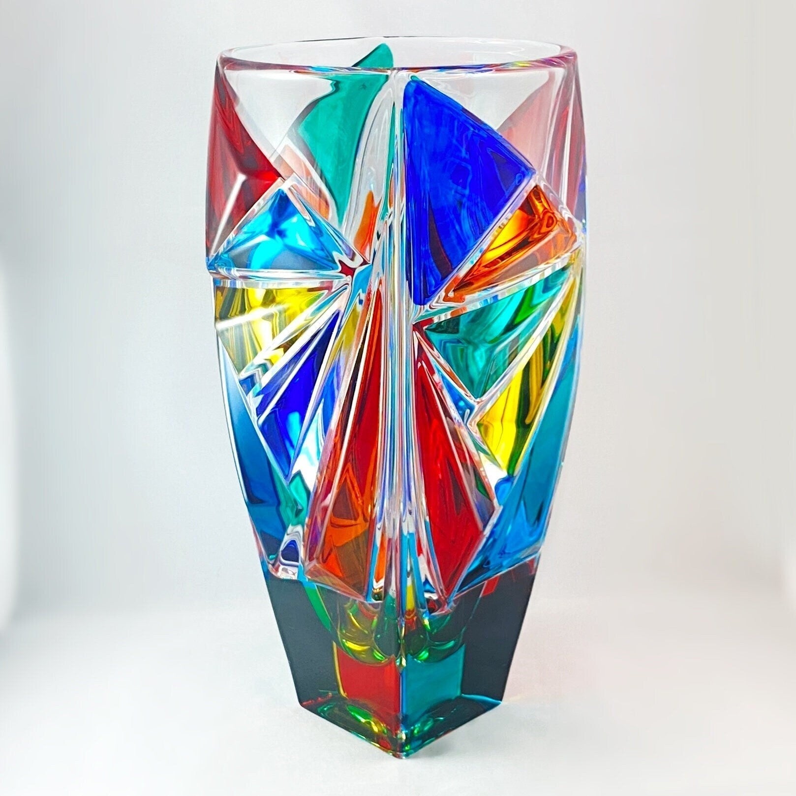 Venetian Glass Sail Vase - Handmade in Italy, Colorful Murano Glass