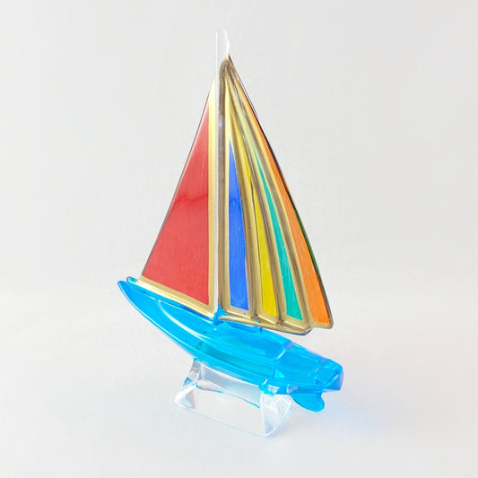 Venetian Glass Sailboat - Handmade in Italy, Colorful Murano Glass