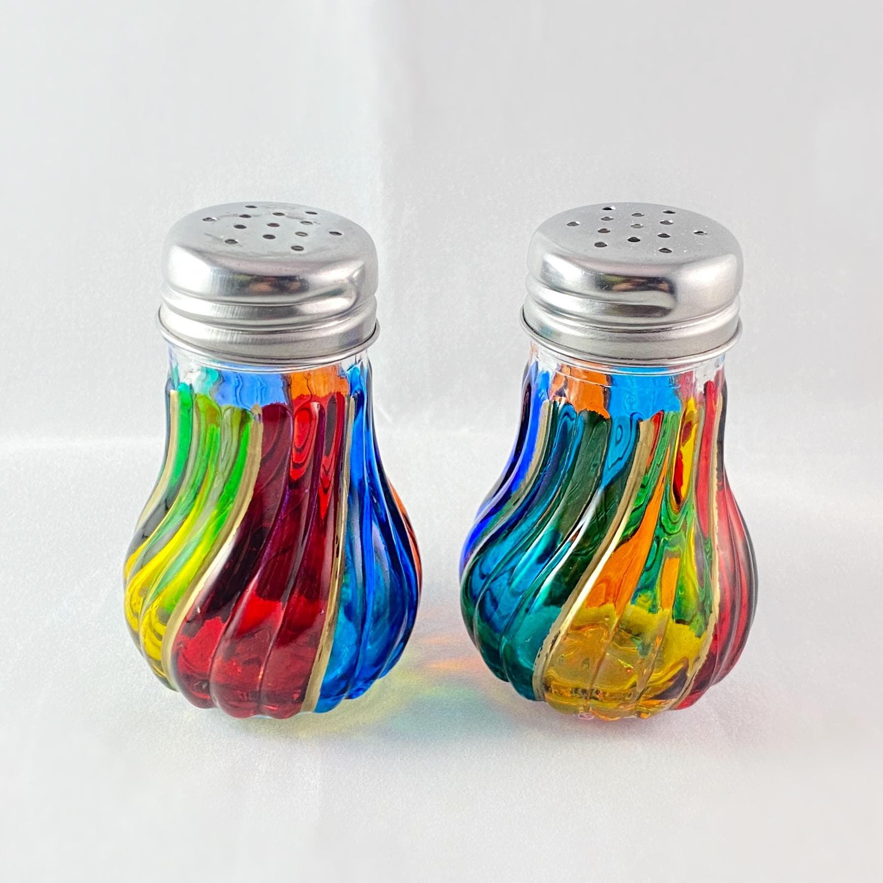 Venetian Glass Salt and Pepper Shakers - Handmade in Italy, Colorful Murano Glass