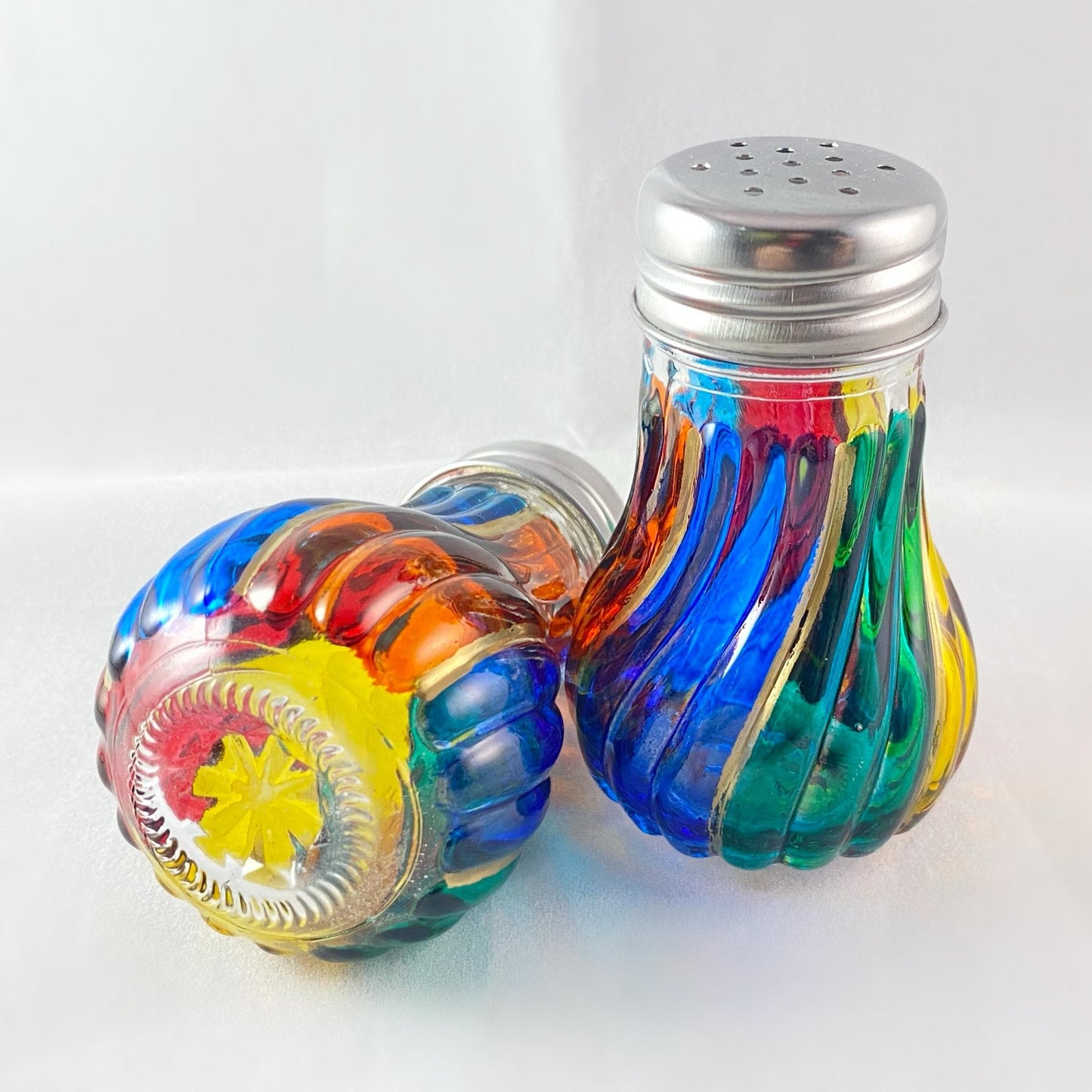 Venetian Glass Salt and Pepper Shakers - Handmade in Italy, Colorful Murano Glass