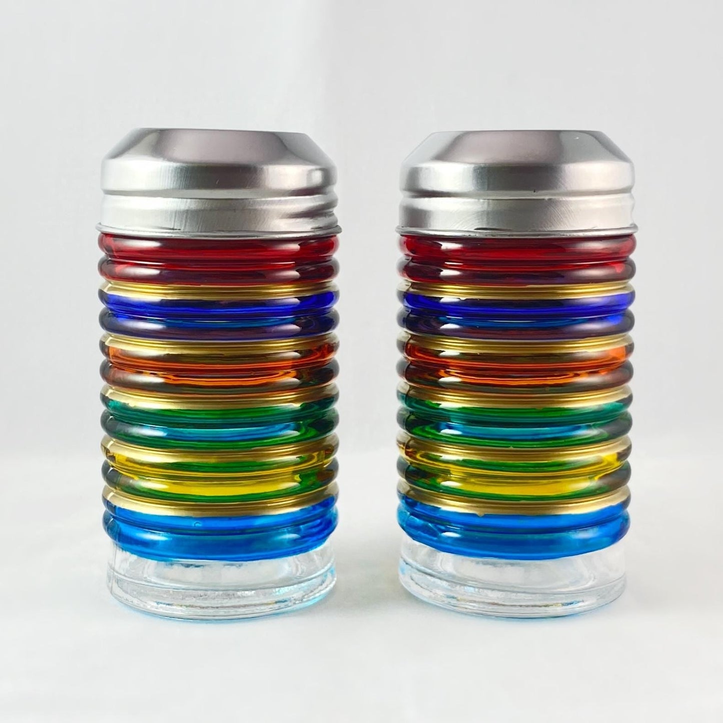 Venetian Glass Salt and Pepper Shakers - Handmade in Italy, Colorful Murano Glass