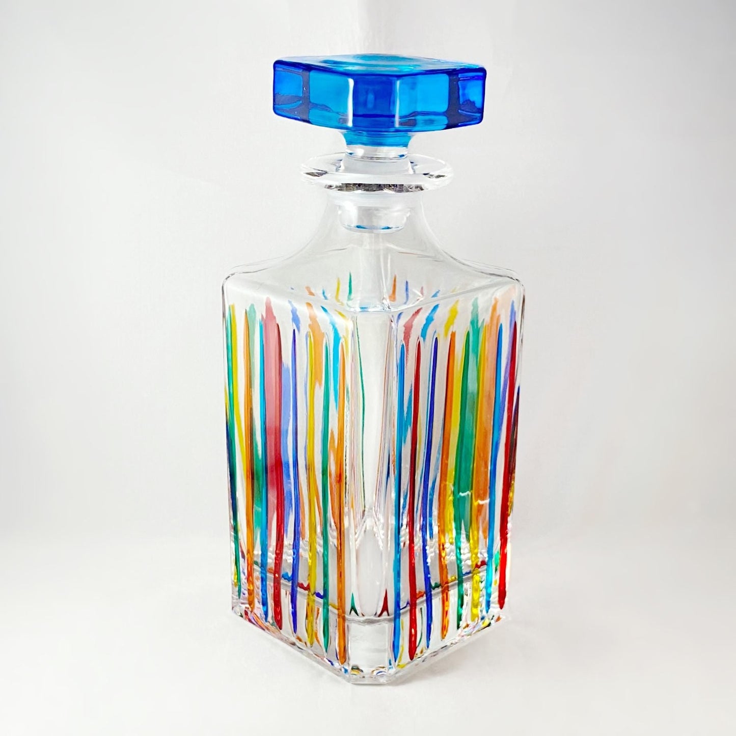 Venetian Glass Timeless Whiskey Decanter - Handmade in Italy, Colorful Murano Glass