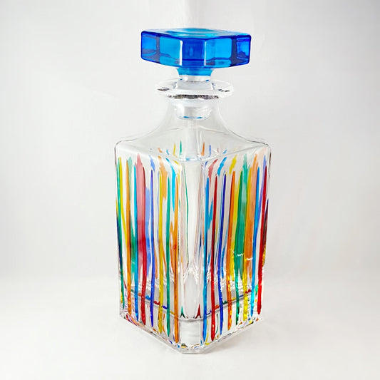 Venetian Glass Timeless Whiskey Decanter - Handmade in Italy, Colorful Murano Glass