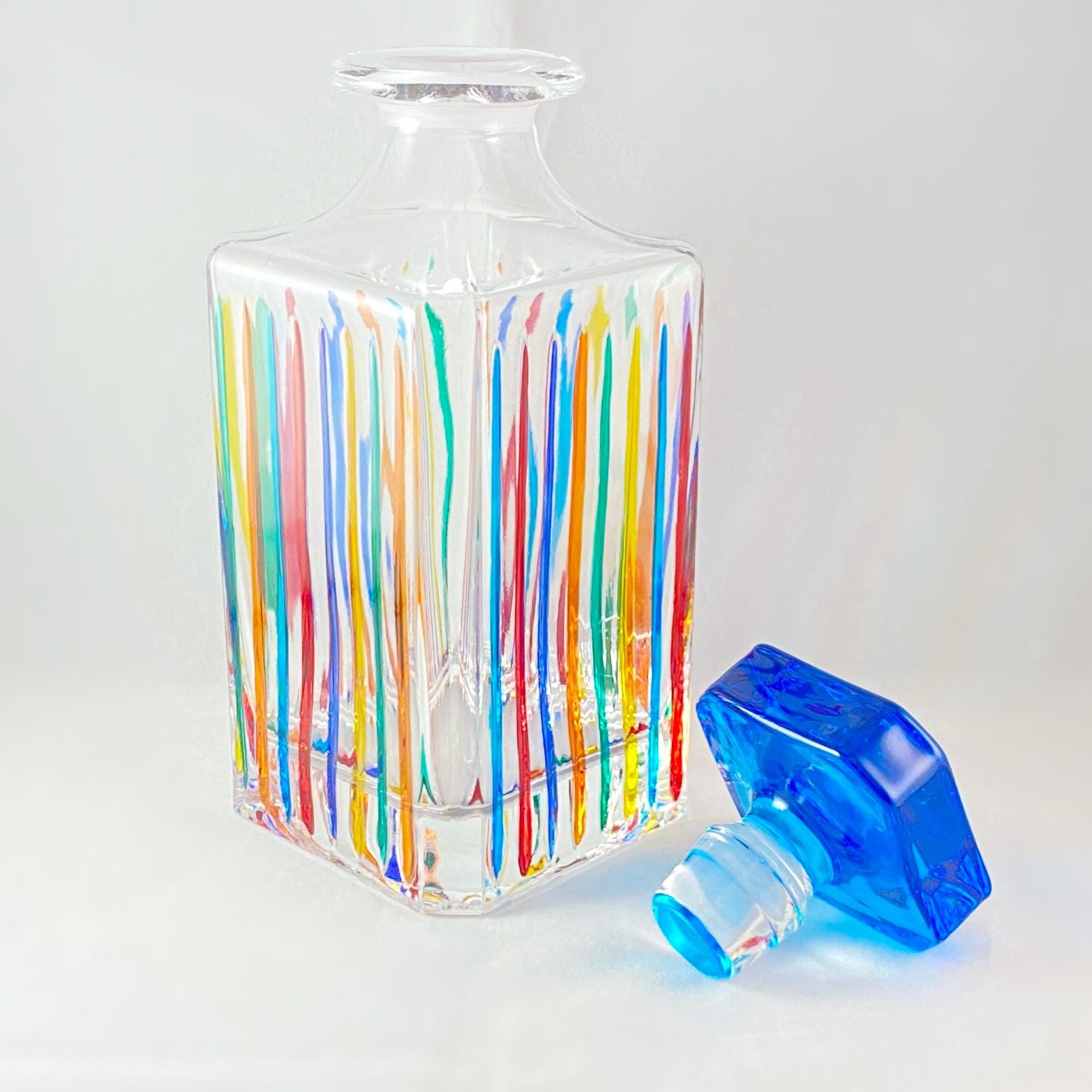 Venetian Glass Timeless Whiskey Decanter - Handmade in Italy, Colorful Murano Glass