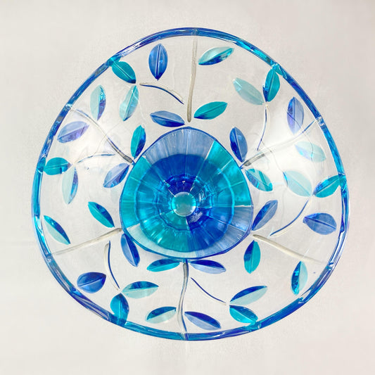 Venetian Glass Tree of Life Compote Dish, Blue - Handmade in Italy, Colorful Murano Glass Bowl