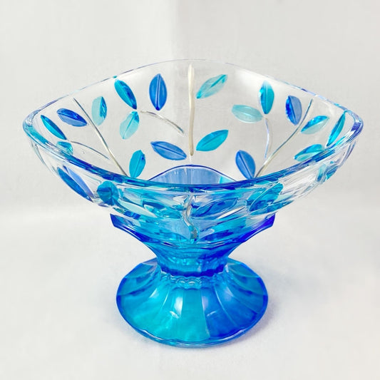 Venetian Glass Tree of Life Compote Dish, Blue - Handmade in Italy, Colorful Murano Glass Bowl