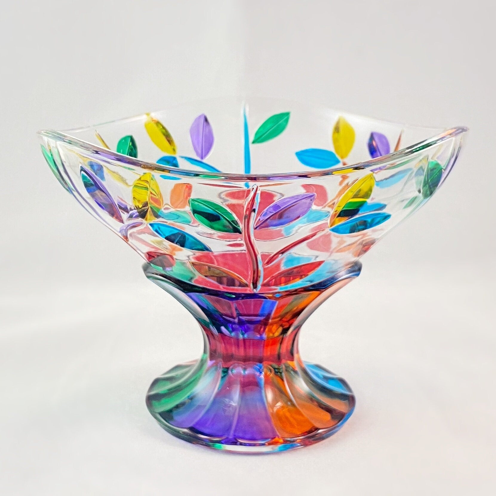 Venetian Glass Tree of Life Dish - Handmade in Italy, Colorful Murano Glass Bowl