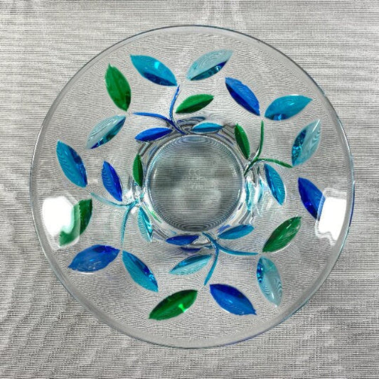 Venetian Glass Blue and Green Tree of Life Dish - Handmade in Italy, Colorful Murano Glass Bowl