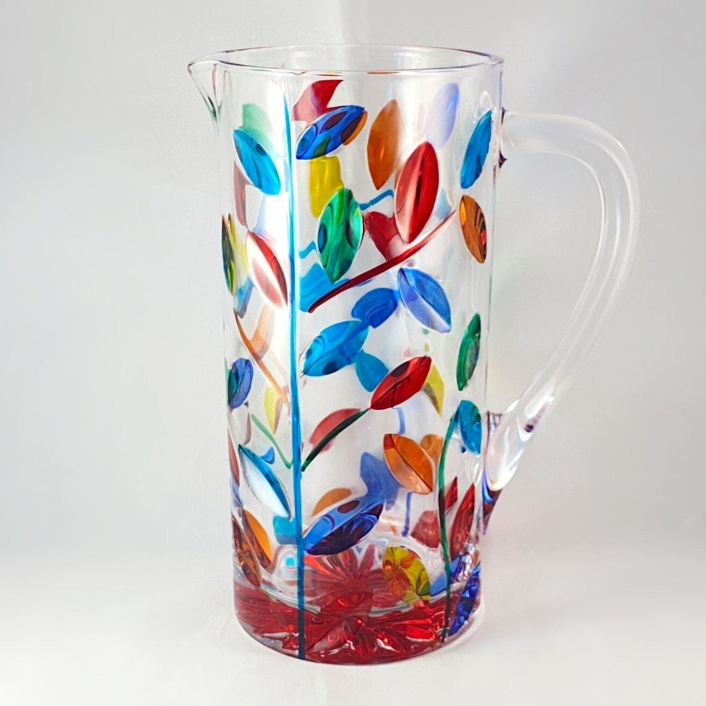 Venetian Glass Tree of Life Pitcher - Handmade in Italy, Colorful Murano Glass