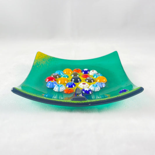 Venetian Glass Tree of Life Votive Candle Holder, Green - Handmade in Italy, Colorful Murano Glass