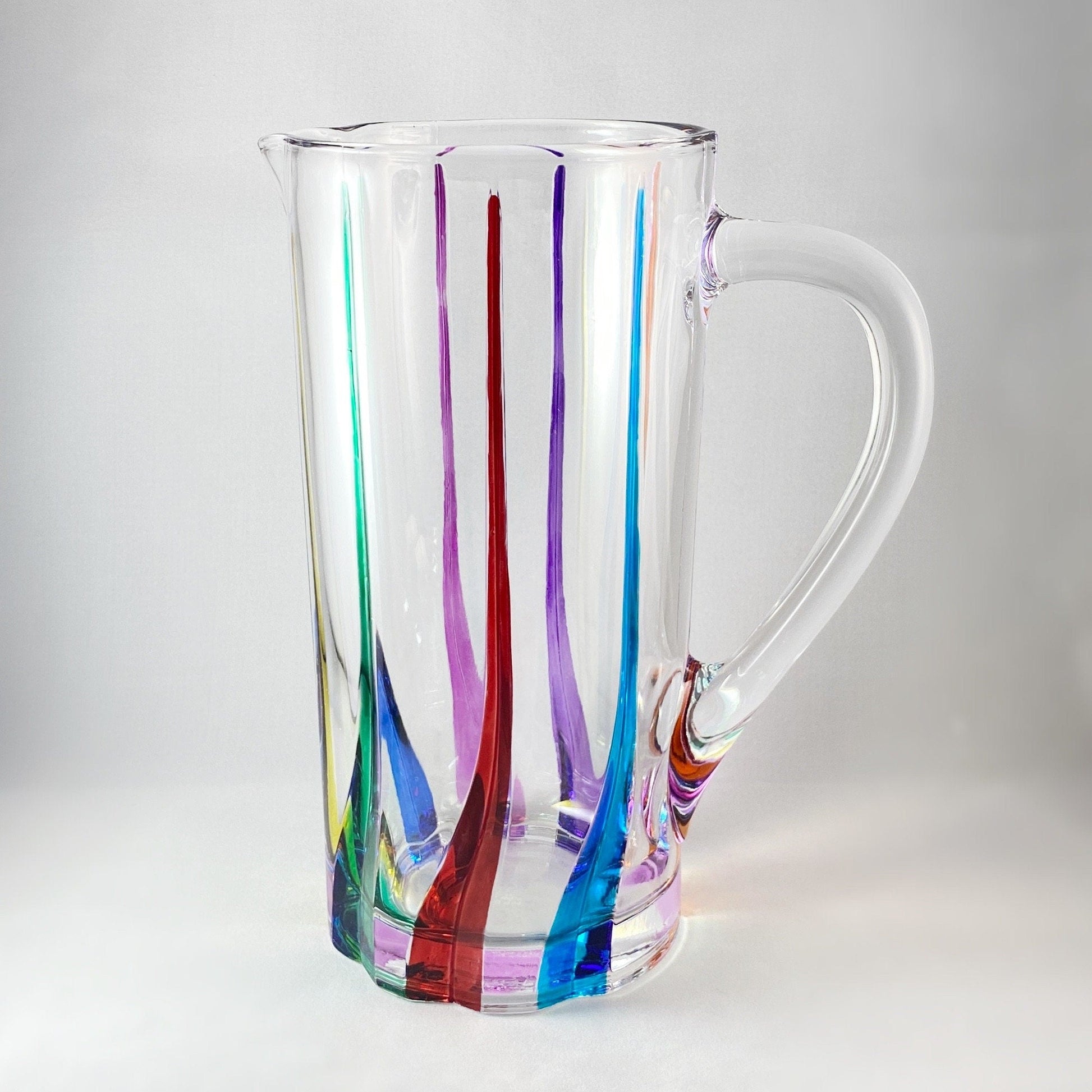 Venetian Glass Trix Pitcher - Handmade in Italy, Colorful Murano Glass Pitcher