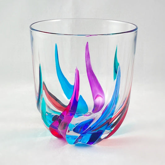 Venetian Glass Trix Stemless Wine Glass - Handmade in Italy, Colorful Murano Glass
