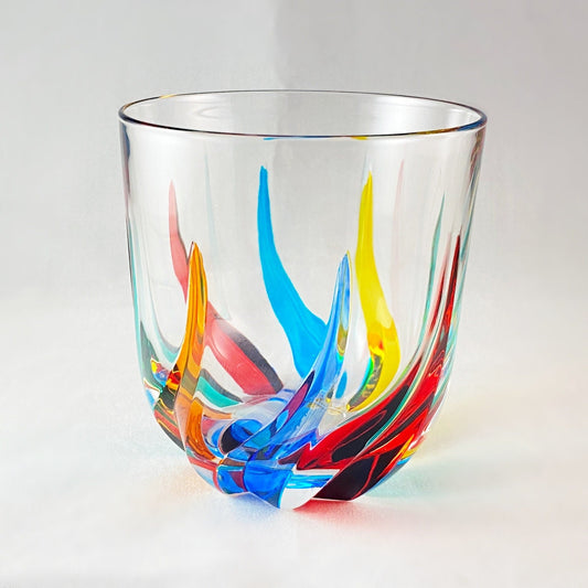 Venetian Glass Trix Stemless Wine Glass - Handmade in Italy, Colorful Murano Glass